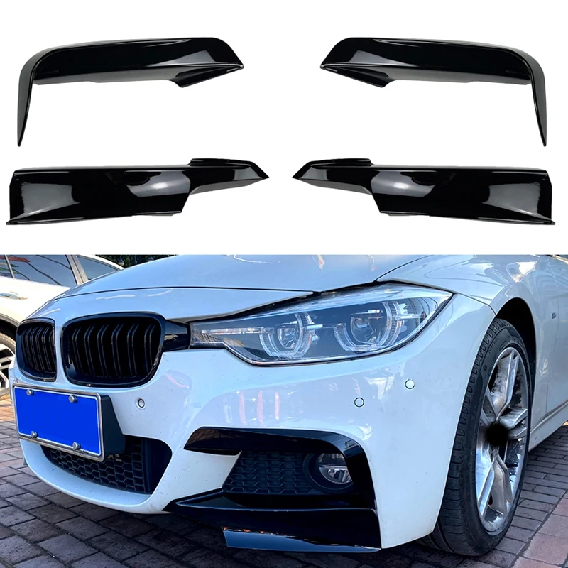 자동차 앞 범퍼 스플리터 스포일러 키트, 안개등 커버, BMW F30 F35 M 팩 320I 325I 2013-2019, 4 개