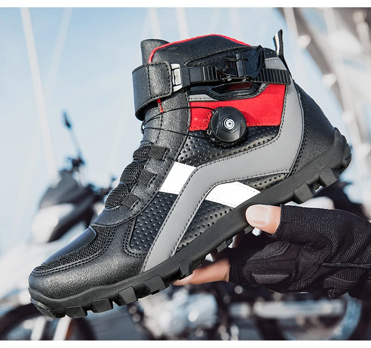 Riding boots, motorcycle mesh breathable off-road men's and women's leather rally boots, waterproof motorcycle equipment, summer
