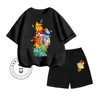 Summer Kids Two-piece Pikachu Animation-themed Cartoon Character Print Design O-neck Delicate Short Sleeves and Fitted Shorts 5