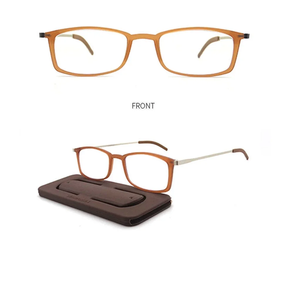 NONOR Thin Reading Glasses Phone Sticker Men Metal +100 To +300 Women Square Computer Eyeglass Anti Blue Light