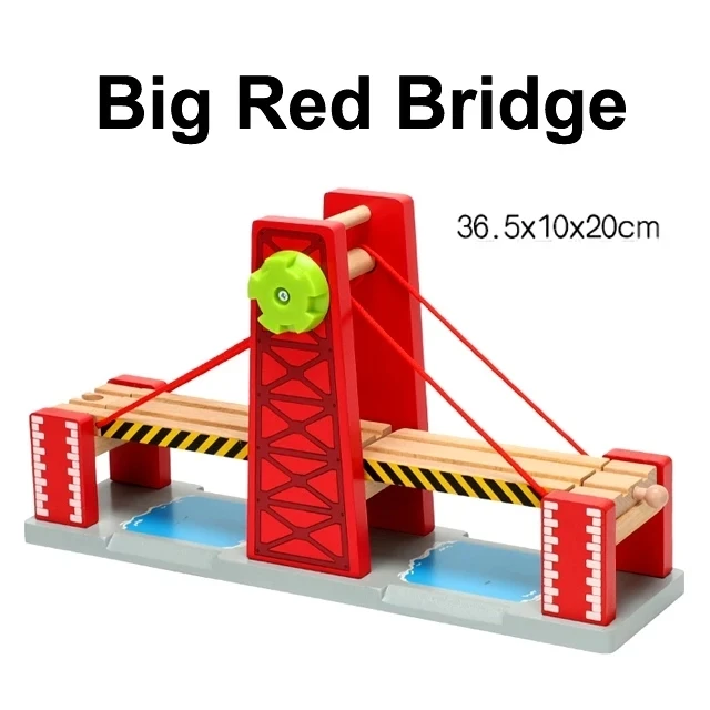 Wooden Railway Track Accessories Set with Bridge and Tunnel