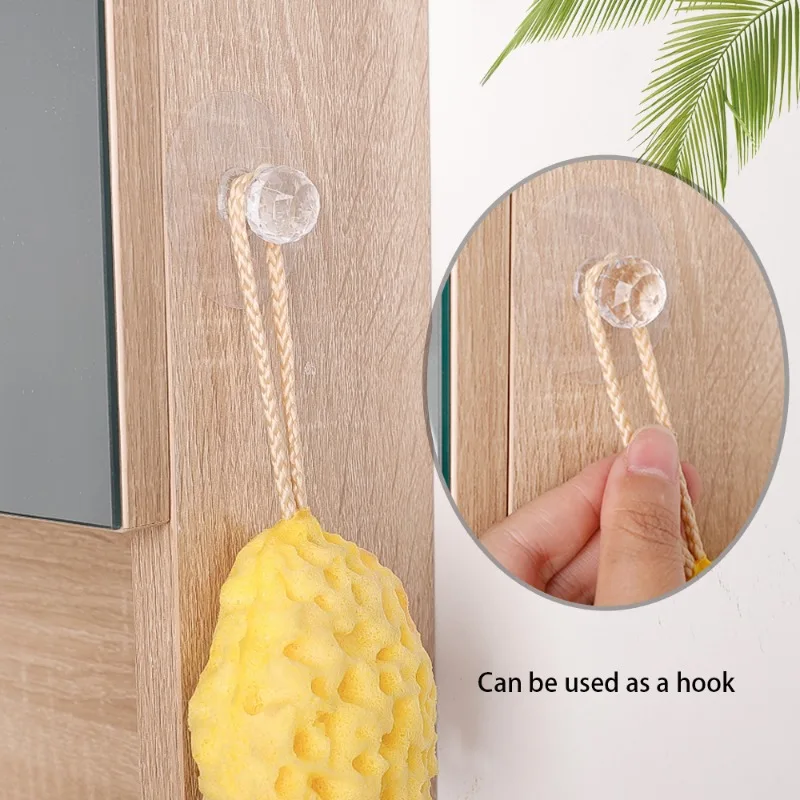 20-1PCS Transparent Crystal Door Knobs Cabinet Drawer Door Knobs Handles Self-adhesive Handle with Hook Function Door Wall Decor