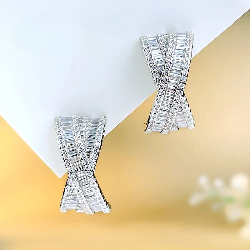 

Модные роскошные персонализированные серьги из серебра 925 пробы с бриллиантами с высоким содержанием углерода, свадебные украшения