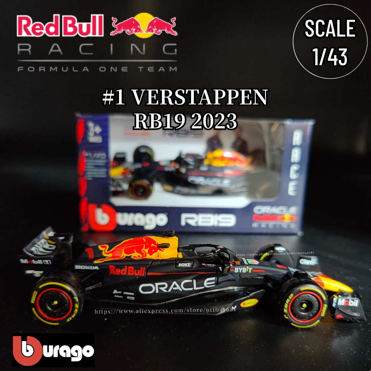 Bburago 2023 F1 Red Bull Racing RB19 Car Model Miniature Scale 1:43 Ferrari Mercedes Kids Room Decor Xmas Gift Toys for Boy