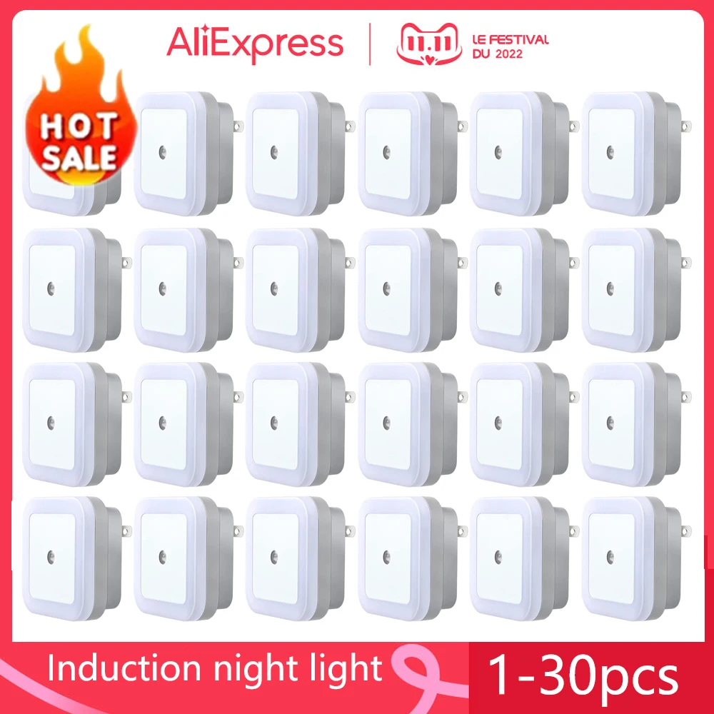 미니 LED 야간 조명, EU, US 플러그인, Dawn 센서 벽 야간 램프, 침실 복도 계단 복도 사각형, 110V, 220V, 신제품