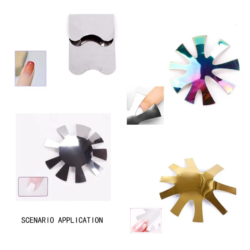 1Pc French Smile Cut V Line Almond Shape Tips Staniless Steel Edge Trimmer Manicure Stencil Tool French Tip Cutters Plate Model 6