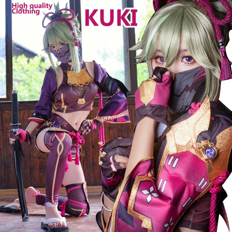 

Аниме Genshin Impact Kuki Shinobu костюмы для косплея женская одежда на Хэллоуин вечерние подарок