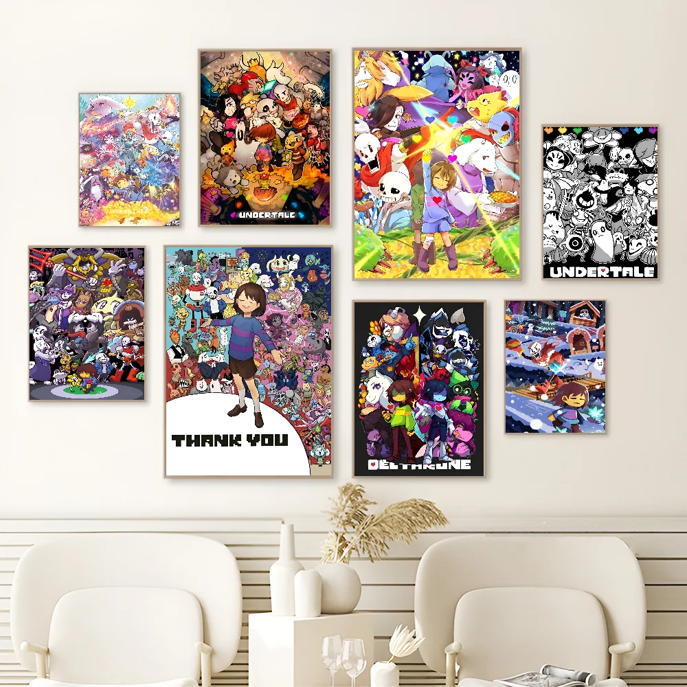 Anime Designs Game Undertale Vintage Posters Sticky Retro Kraft Paper Sticker DIY Room Bar Cafe Kawaii Room Decor anime stickers anime poster vintage posters