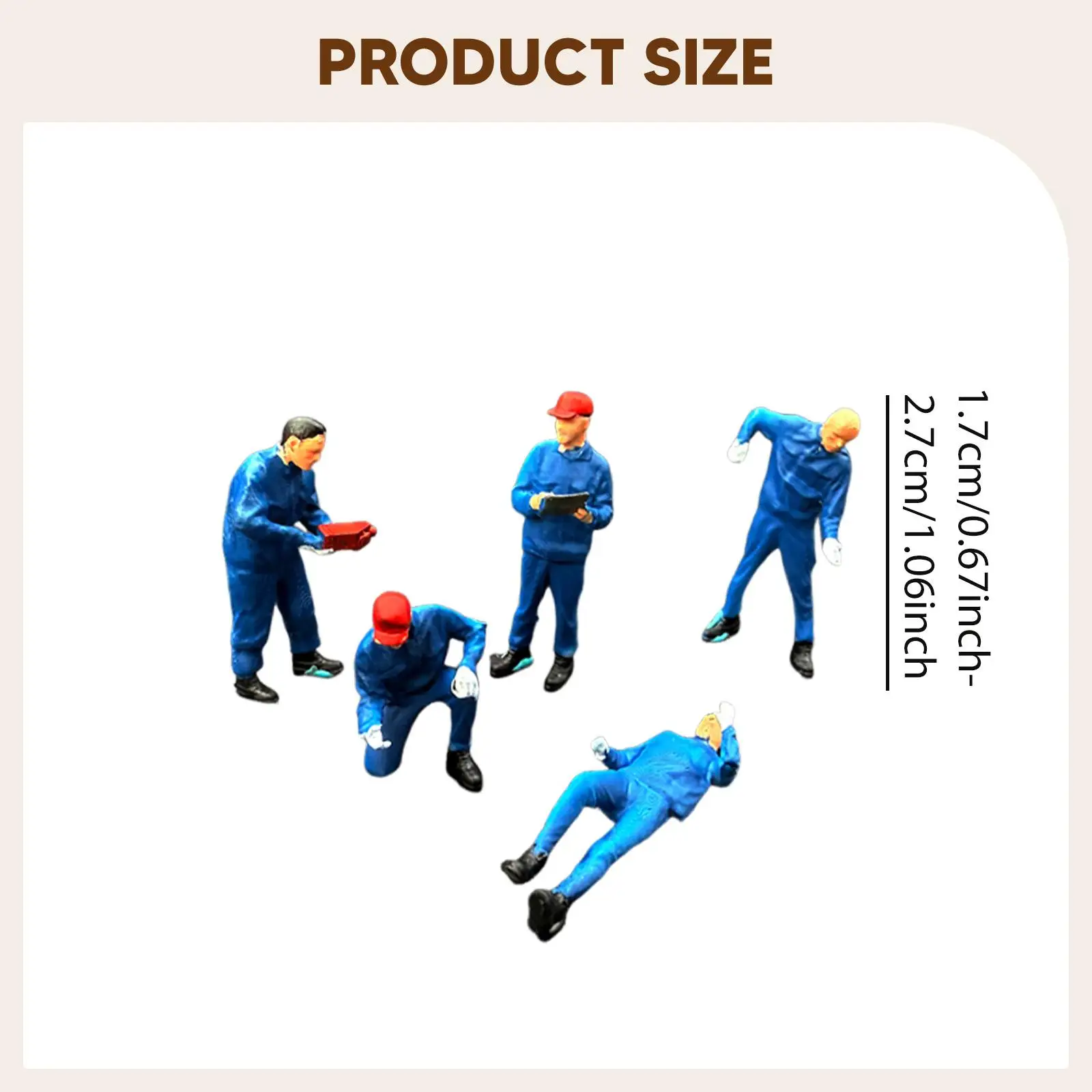 5x 1:64 Scale Miniature Figures Car Mechanic Ornament Mini People Figurines - 6