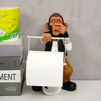 Creative Toilet Paper Holder Statue Funny Decorative Resin Figure Cute Butler Shape Tissue Stand Rack Sculpture Toilet Decor 2