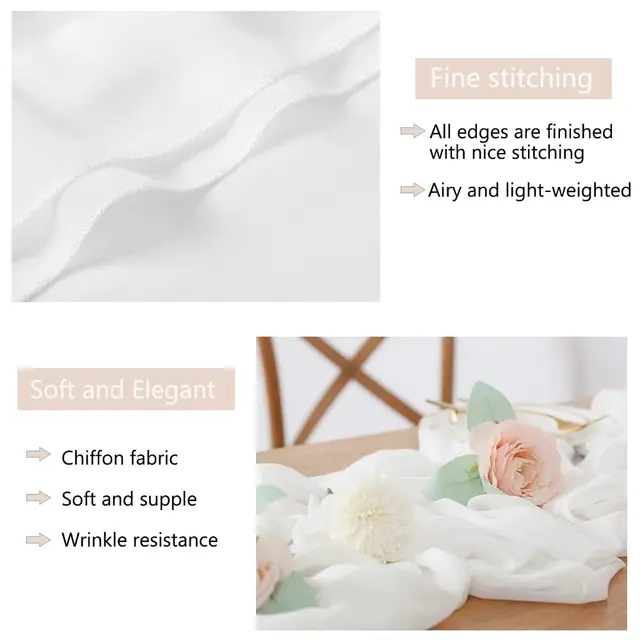 Ceintures de chaise en mousseline de soie blanche, 24 pièces, 17x275cm, 12 ensembles, housses de chaise de mariage, ruban, décor de chaise d'allée pour fête de mariage 3