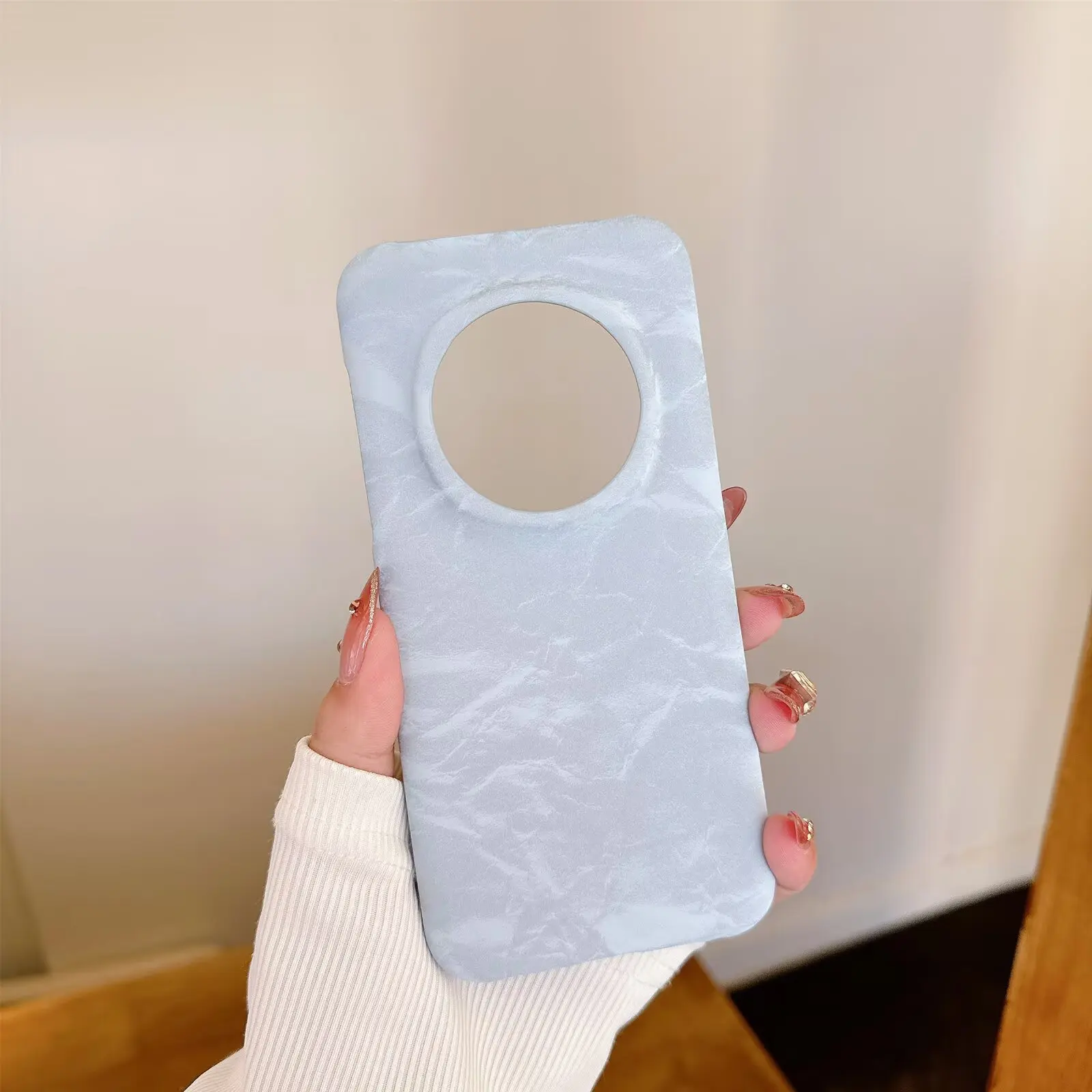 Luxury Suede Leather Phone Case with Marble Pattern