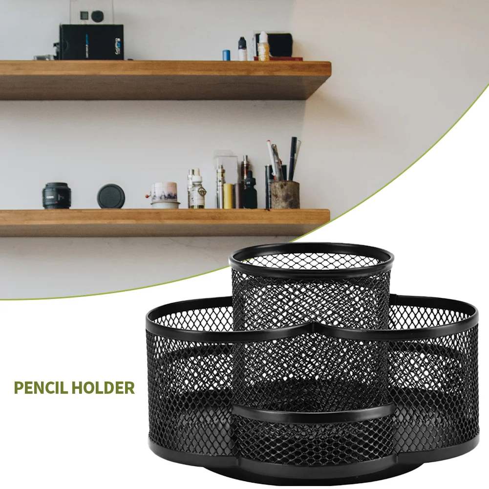 

Desktop Pen Holder Organizer Home Office Supplies 360 Degree Rotating Stand 7 Compartments Pencil Holder Saving Workspace