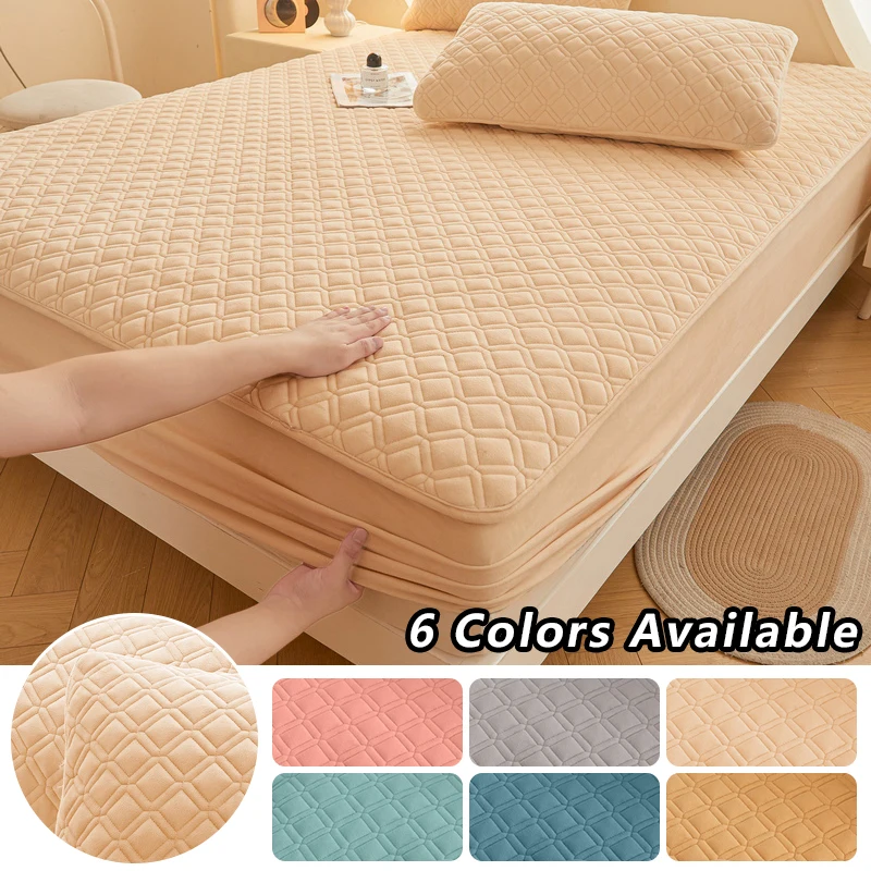 ThickenQuiltedMattressCoverWarmSoftBedSheetPadProtectorPlush