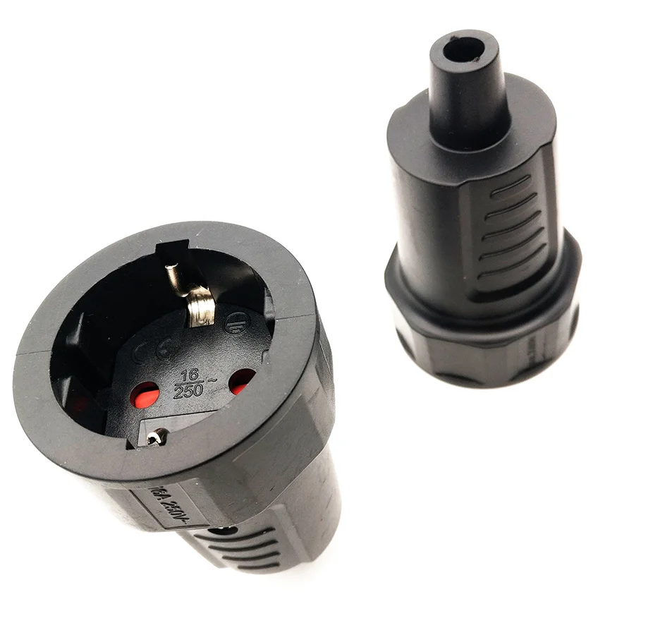 Extension Cord Connection Plug Male Female Butt EU Plug Socket 16A 250V Grounded Power Cable Connector electrical socket plug outlet extender power cable power extension plug power cord extension sockets power plug connector power socket