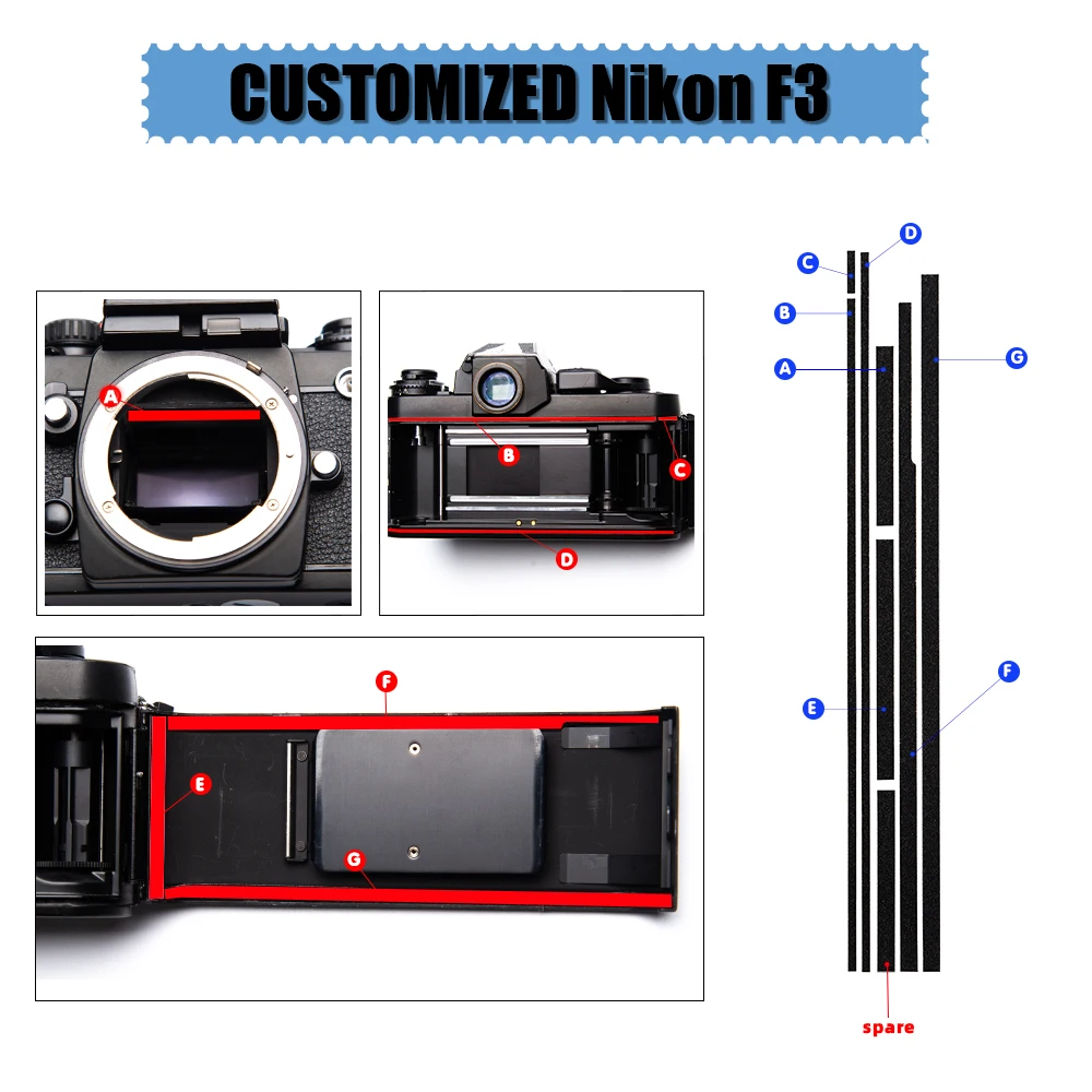 Light Proof Seal Foam Sponge Film Camera Repair Kits for Nikon F3 Light Leak Proof Sponge High Density Foam