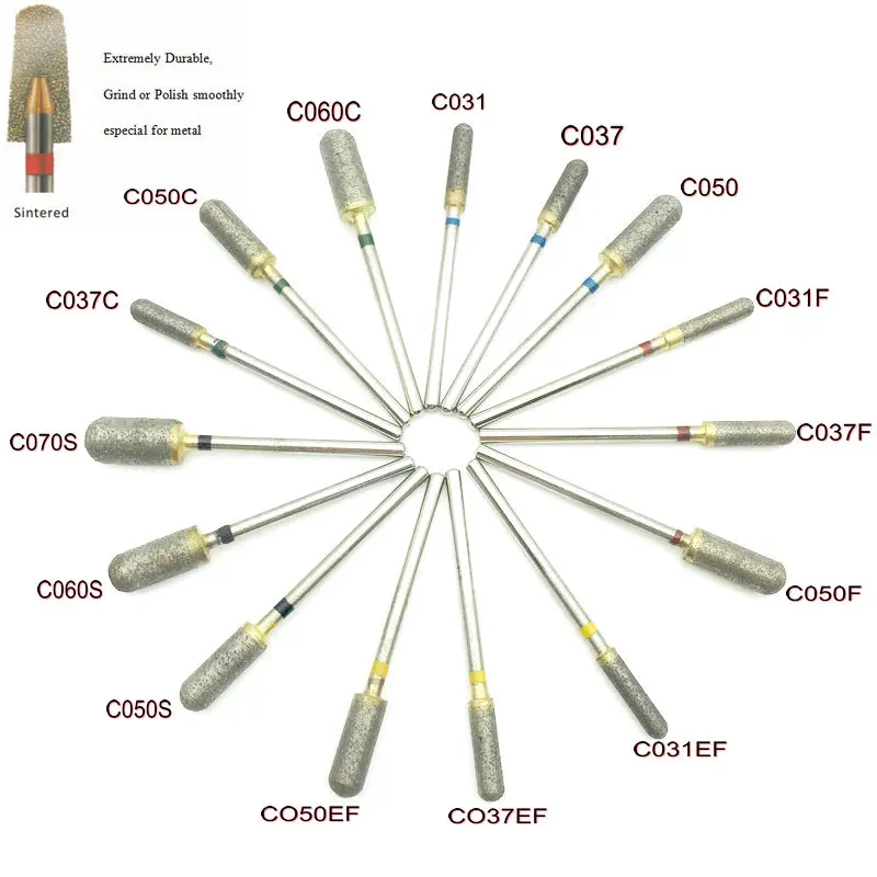 Diamond Burs 67 Sizes 2.35mm Fully Sintered Extremely Durable Grind or Polish Smoothly for Metal/Stone/Dental/Nail
