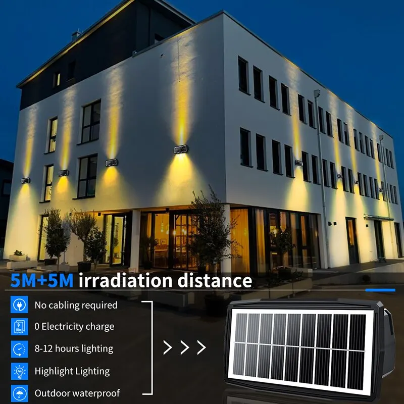 Luci decorative solari da parete Luci solari da giardino Luci solari per scale IP65 Impermeabili RGB Bianco Caldo Bianco Colorato Luce solare per esterni_voghion.com