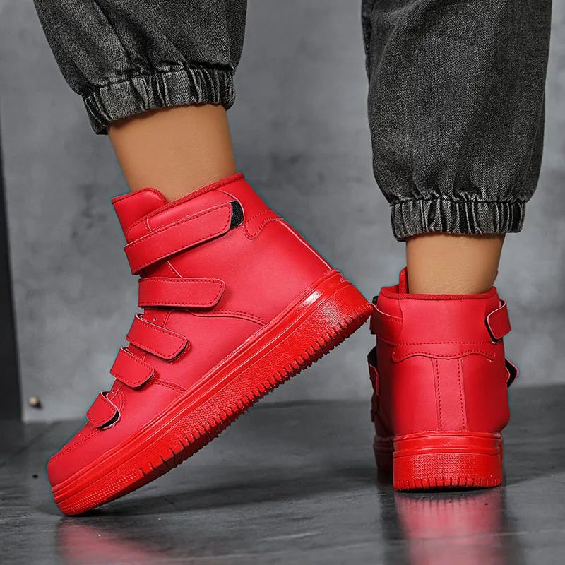 Hot Sale Cheap Men's Fashion Sneakers Red High top Shoes Casual Men Hoop-look Platform Sneakers Men Flat Shoes Zapatillas Hombre - Image 3