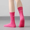 1/4Pair Cotton Breathable Mid-calf Yoga Socks Solid Color Anti-slip Women Sports Socks Pilates Socks Dance Fitness Training Sock 3