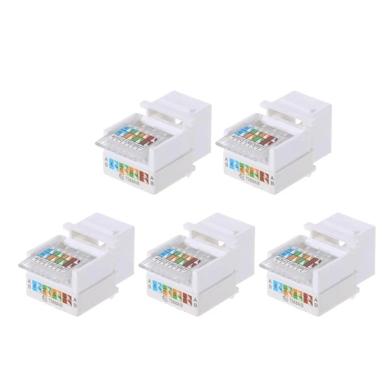RJ45 Cat5E UTP 네트워크 모듈 Lan 키스톤 잭 어댑터 이더넷 커넥터 흰색