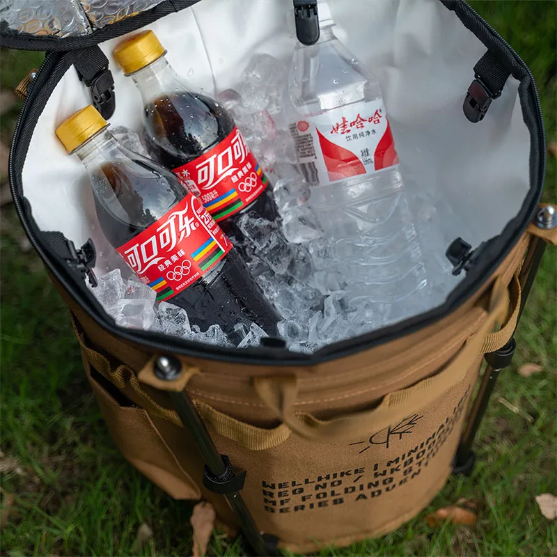 Portable Collapsible Outdoor Camping Ice Bucket Car Carrying Round Bucket Insulation Keep Cold Keep Fresh Bag
