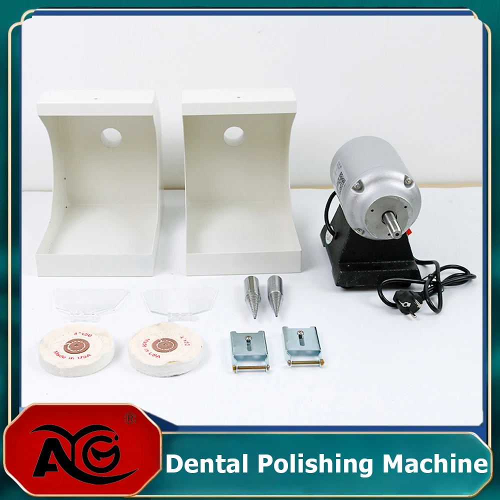 Pulidora de Doble Cabezal AG para Laboratorio Dental, Nuevo Equipo de Laboratorio, Torno de Pulido, Máquina de Esmerilado con Cubierta Antipolvo