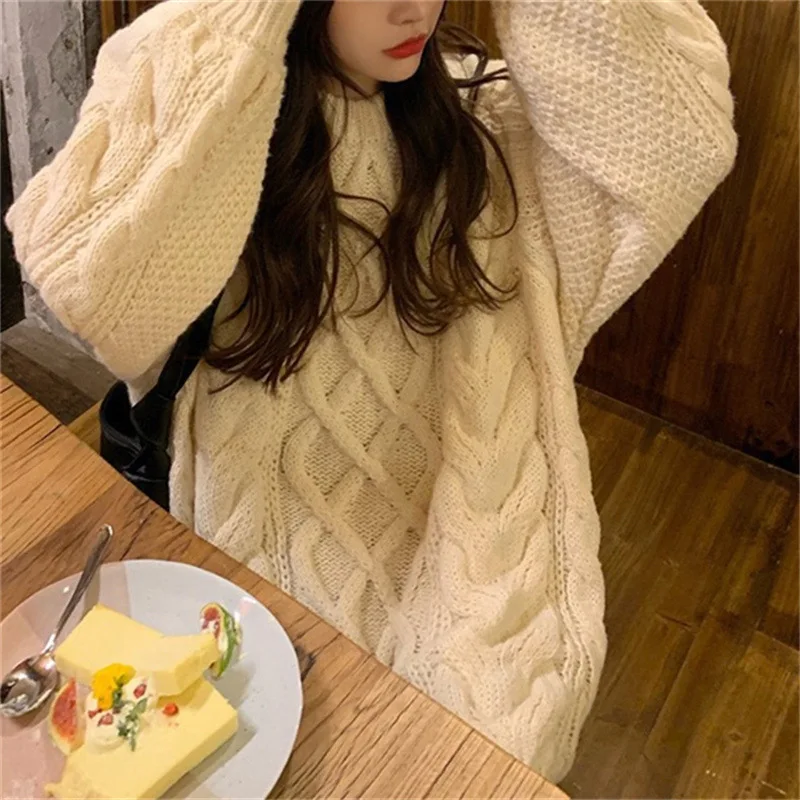 

Twist sweater women's 2023 fall new lazy wind mid-length soft glutinous sweater top