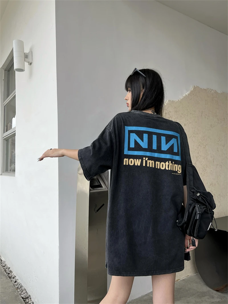 Vtg Nin Nine-inch Nail Printing Washed Retro Oversized T