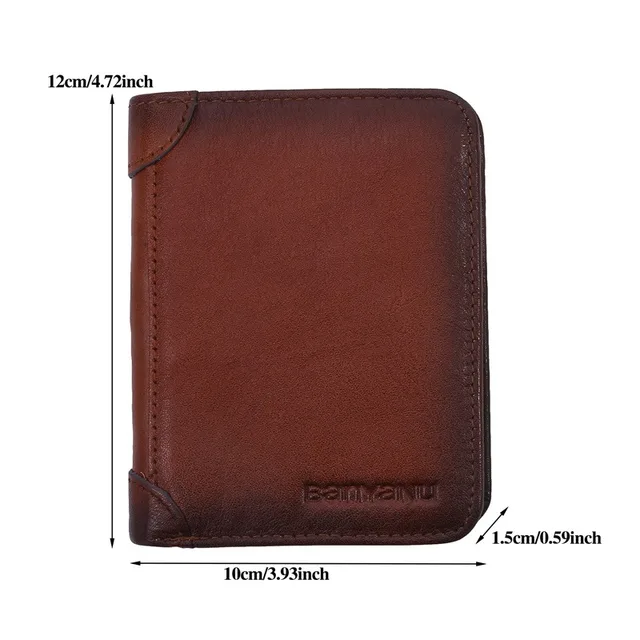 Genuine Leather Rfid Protection Wallets for Men Vintage Thin Short Multi Function ID Credit Card Holder Money Bag 6