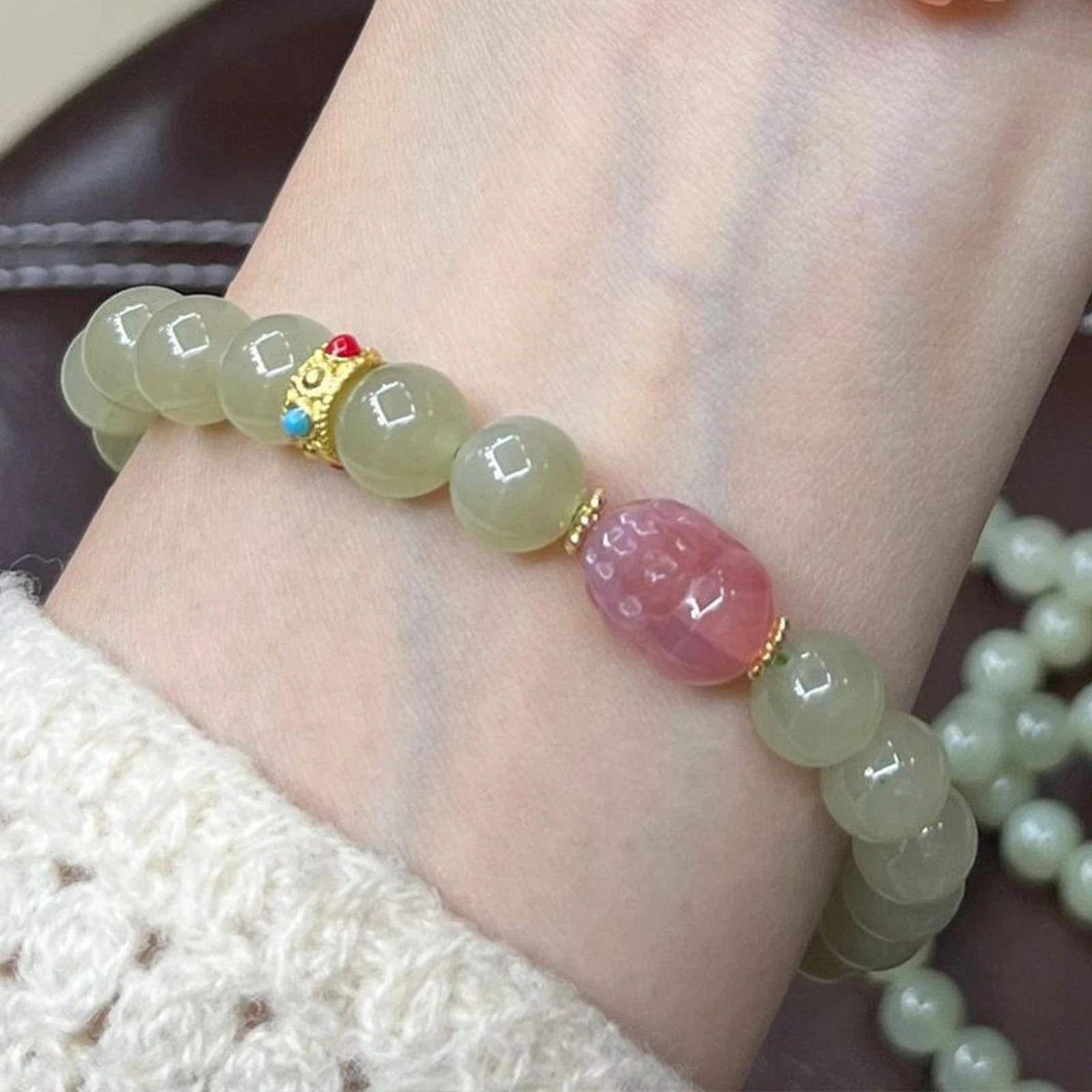 Natürliche Weiße Hetian Jade Armband Glück Rote Haut Klares Wasser Und Armreif Perlen Freundschaft Schmuck Geschenk Heißer Verkauf