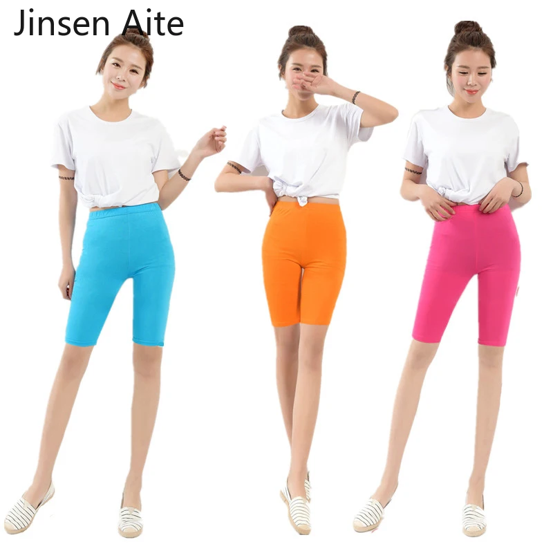 

Jinsen Aite размера плюс 6XL женские летние бриджи до колен эластичные облегающие брюки для фитнеса JS322