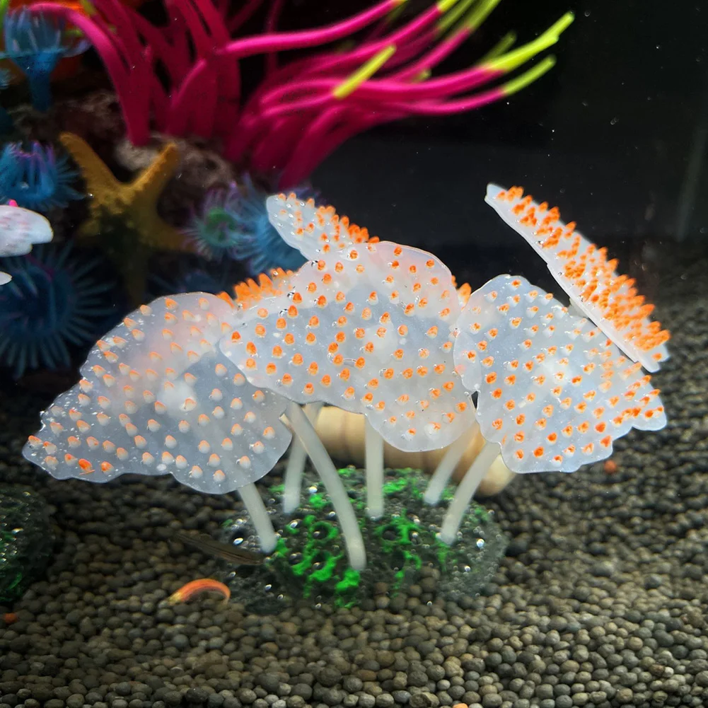 Fish Tank Simulation Decorations Luminous Silicone Underwater World Fluorescent Fake Coral Aquarium Scenery Colorful Sea Anemone