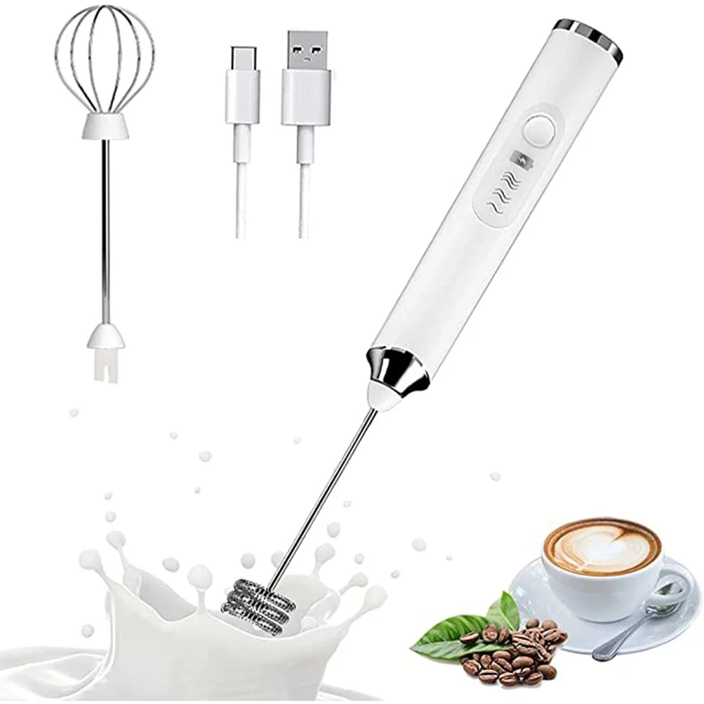 Milk Frothers 3-Speeds Egg Beater USB Rechargeable Coffee Drink Whisk Mixer Eggbeater Frother Stirrer Handheld Food Blender