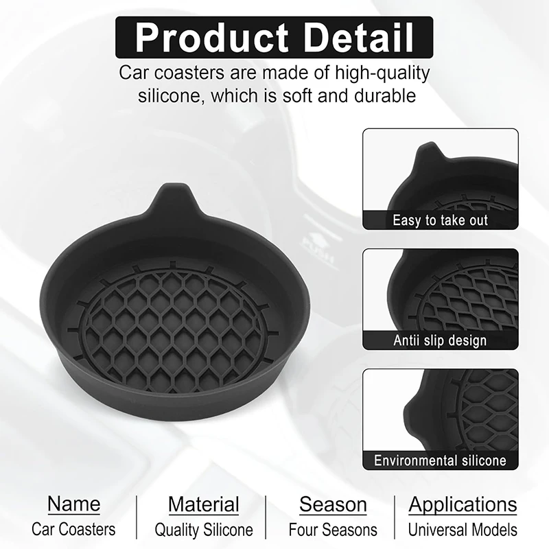 Car Coaster Pads 1/4pcs Silicone Non-Slip Water Cup Pad Car Cup Groove Anti-Scalding Mat Bottle Holders Interior Accessories cup holder coasters,car coaster pads