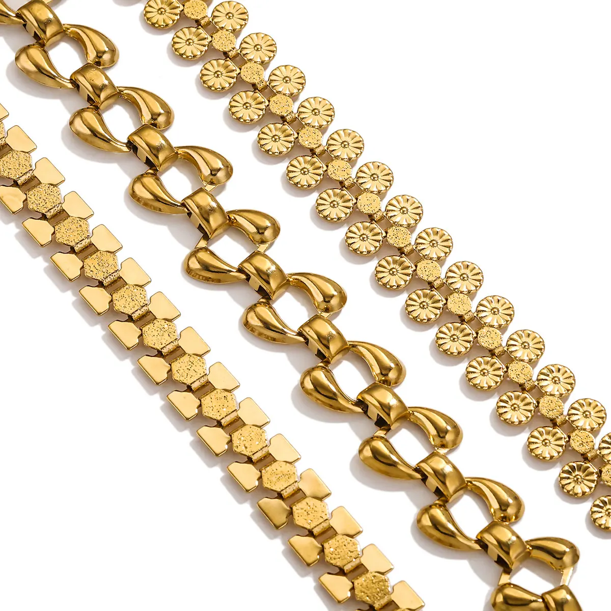 1M Non Fade Stainless Steel Hip Hop Punk Teardrop Bracelet DIY Jewellery Handmade Necklace Bracelet Gold plated Chain Supplies