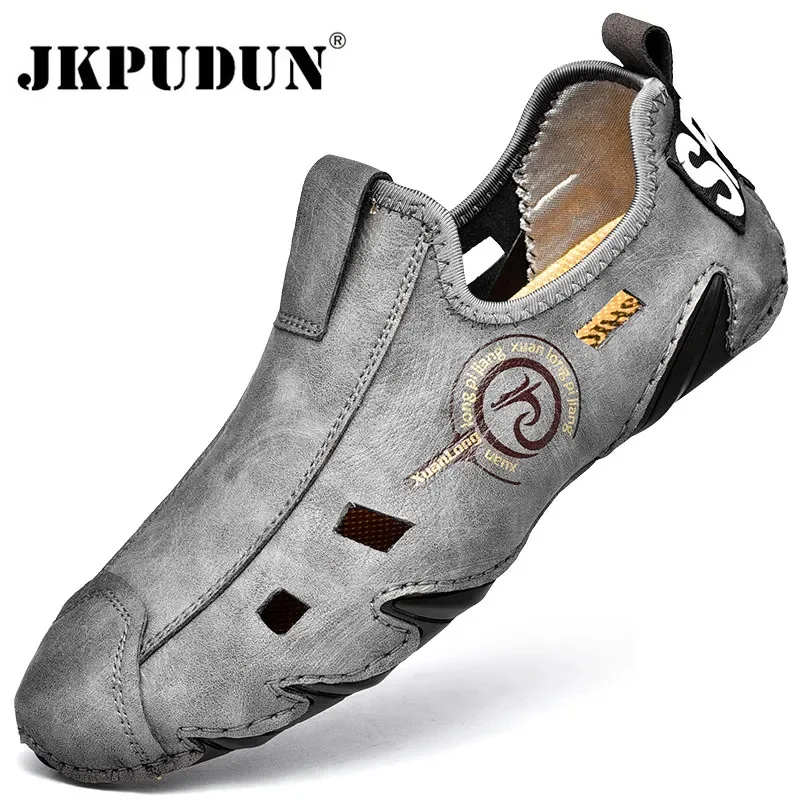 

Summer Men Leather Casual Shoes Designer Loafers Outdoor Men's Sandals Breathable Fashion Driving Shoes Men Zapatillas Hombre