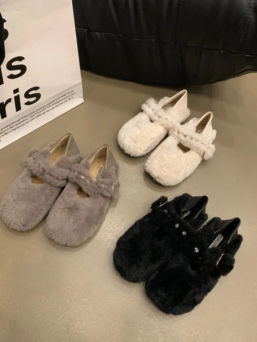 

Туфли женские с круглым носком, повседневные кроссовки, лоферы, меховое платье, Мокасины, Мэри Джейн, базовая обувь для отдыха, Осень-зима