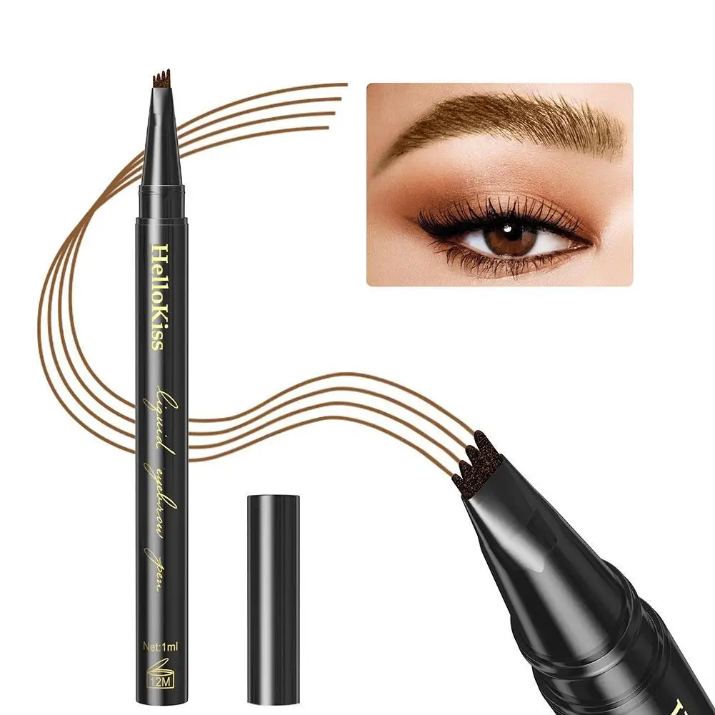 

5 Colors Eyebrow Pen Waterproof 4 Fork Tip Eyebrow Pencil Long Lasting Natural Dark Brown Liquid Eye Brow Pencil