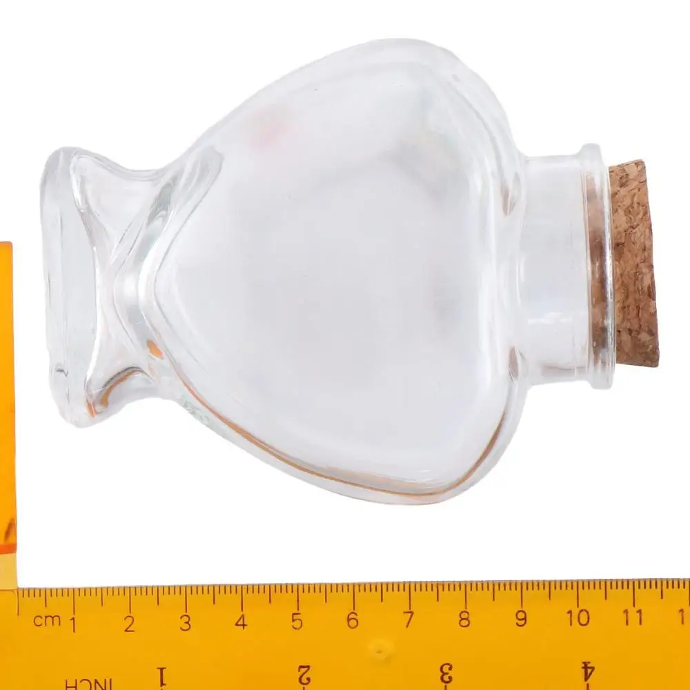Clear with Cork Stoppers Heart-Shaped Bottle Portable Clear Wishing Bottle Small Empty Glass Jar