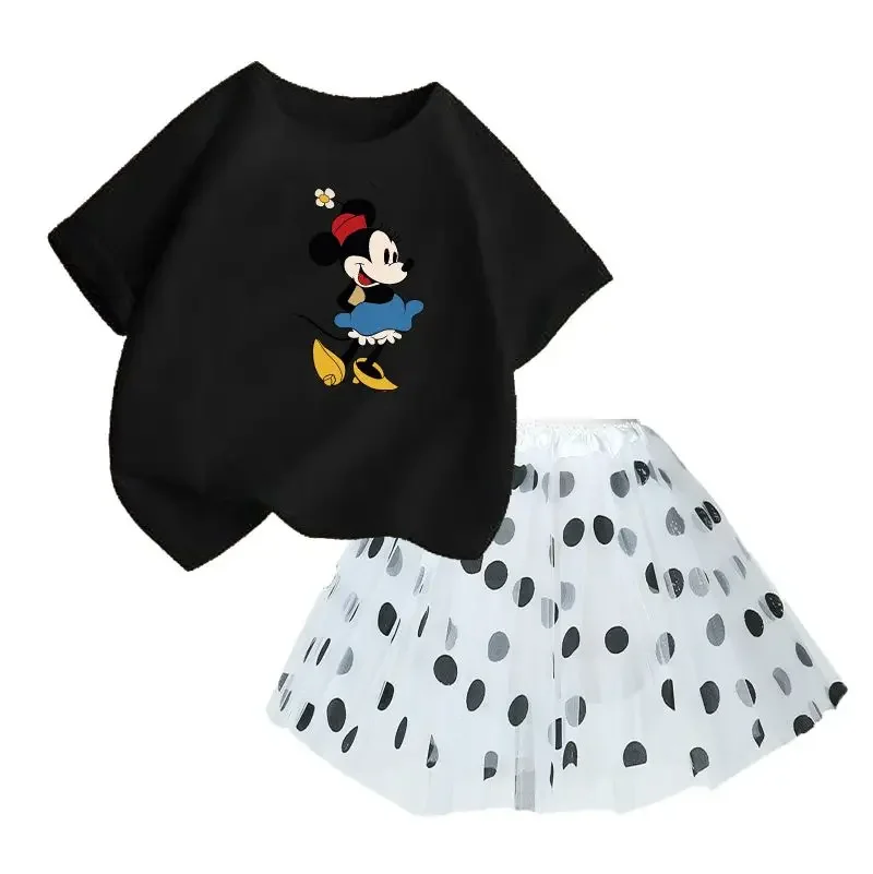 thumbnail image 1 of Conjunto de 2 piezas de camiseta de algodón para niños de Mickey de Disney, falda tutú de princesa de ballet esponjosa, falda de encaje para fiesta de cumpleaños de niña, 1 of 5