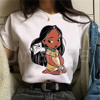 Princess T Shirt Printed Pocahontas and Meeko T Shirt Graphic Tops Women Aesthetic T-shirt Female Tees Harajuku for Women 2