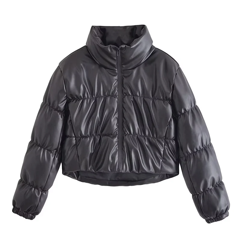 

Girls Fashion Black Loose Leather Short Jacket 2023 Winter Woman Solid Oversized Warm Jackets Female Cool Pu Zipper Outwear