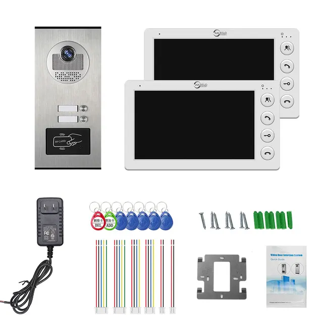 7 Inch 4 Wired Video Intercom for 2 Unit Multi Apartment Video Doorbell with RFID Card Unlock 6
