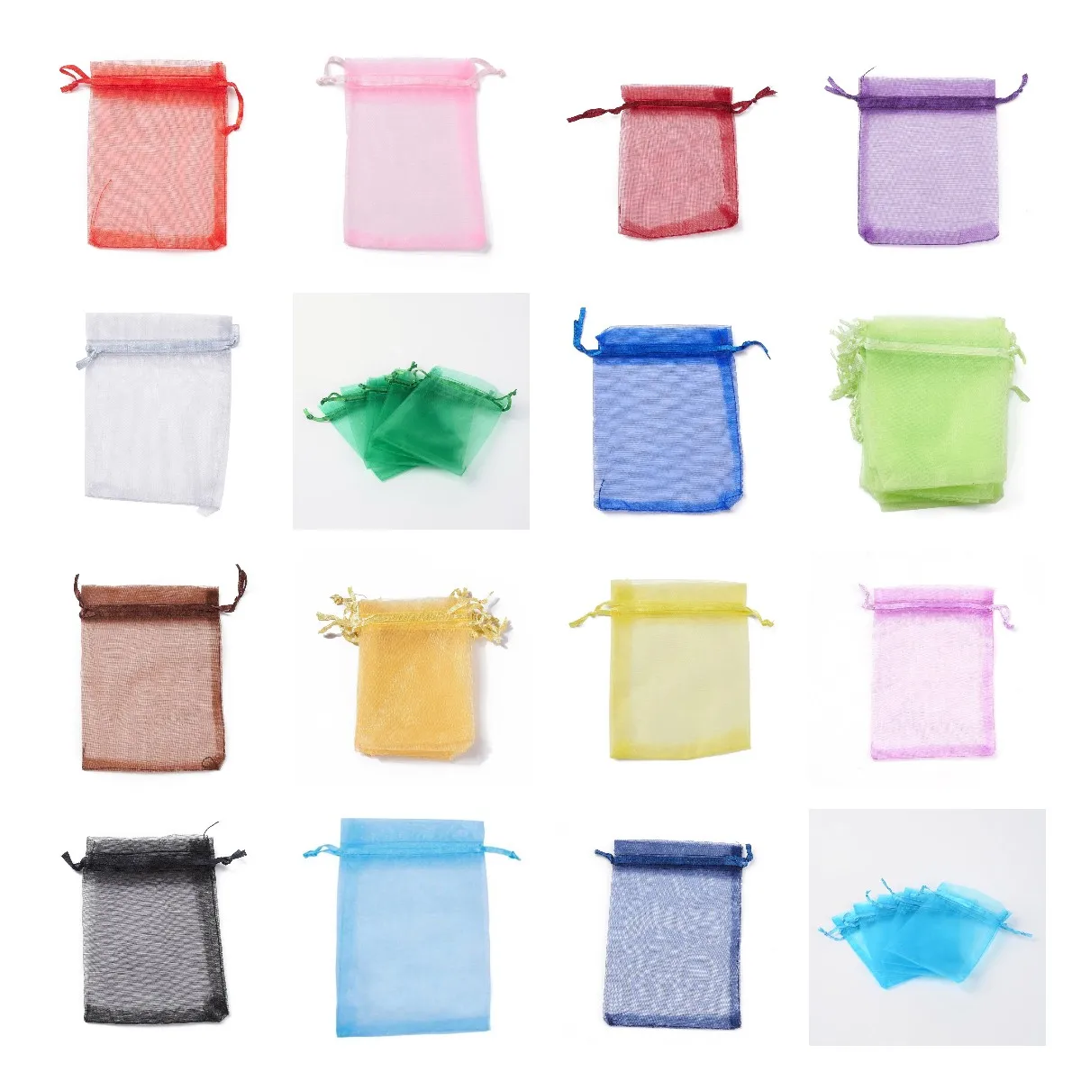 

100pcs 12x9cm 20 Colors Organza Gift Bags with Drawstring Jewelry Candy Pouches for Wedding Party Christmas Favor Present Bags