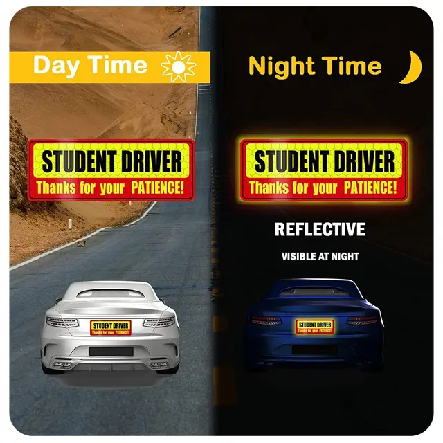 Student Fahrer Magnet für neue Student Fahrer Aufkleber Sicherheits warnung  rot und gelb reflektierende Zeichen wieder verwendbar beweglich - AliExpress