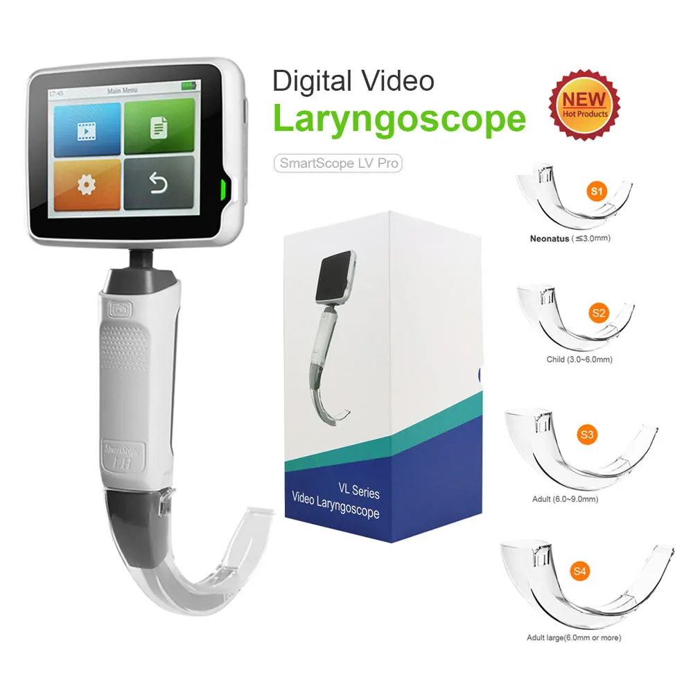 Digital Video Laryngoscope with 4PCS Reusable Blades Neonate Child