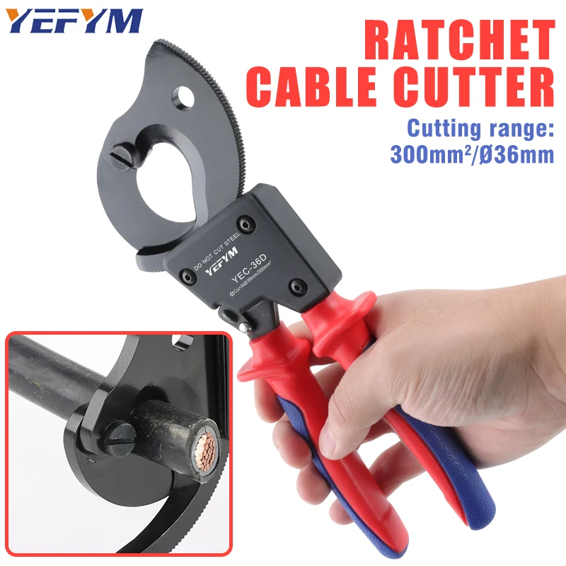 Ratcheting เครื่องตัดสายเคเบิลคีมลวด YEC-36D Heavy Duty เครื่องตัดลวดสําหรับ Multi-Strand อลูมิเนียมและทองแดงสายสูงสุด 240mm2 1