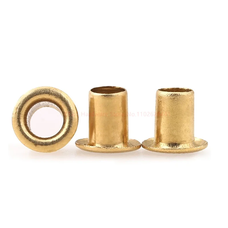Description Picture 5 of item0.9 1.3 1.5 2 2.3 2.5 3 3.5 4 5 6mm Brass Metal Eyelets Hollow Rivet Nut Copper Through Hole Rivet Grommets