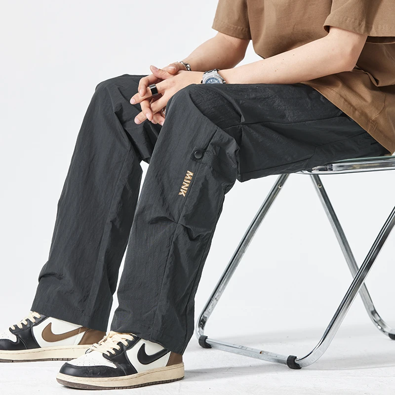 

Spring summer Men's Baggy Straight Thin Pants Elastic Waist Fashion Casual Wide-leg Pants American workwear Style Trousers